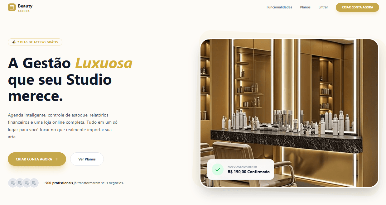 Interface real de Beauty Agenda